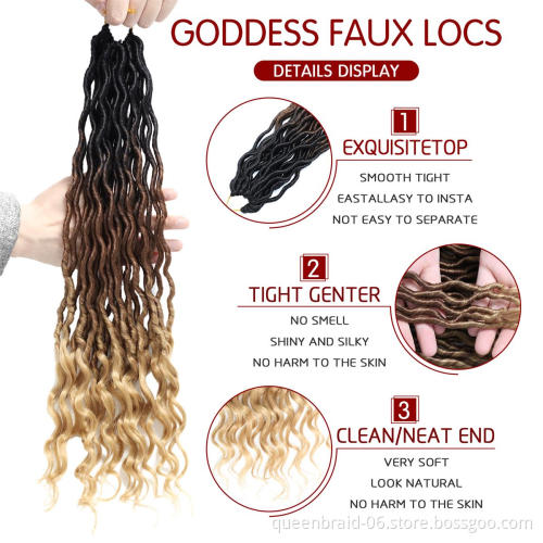 18 inch goddess wavy synthetic braided hair faux crochet braid hair extension